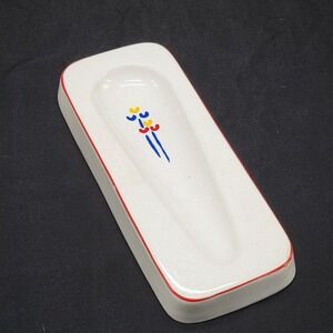 Vintage Riva Designs Tulips Spoon Rest Japan MCM 8" Ceramic Floral Abstract